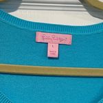 Lilly Pulitzer Size L Aqua Blue 3/4 Sleeve Cropped Cotton Knit Button Cardigan Photo 4