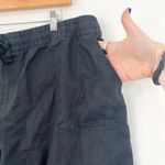 Garnet Hill Black Linen Shorts XL 100% Linen Pull On Drawstring High Rise Modest Photo 1