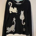 Coldwater Creek  Black Knit Kitty Cat Zip Up Cardigan, Size 2X, EUC Photo 0