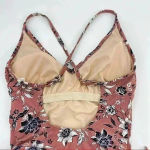 Kona Sol Kona‎ Sol Women’s Mauve/White Floral Side Ruched Ties Swimsuit Size M Photo 4