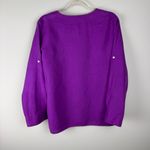 Ralph Lauren Lauren  Women’s size PL  Large Purple Roll Tab Sleeve 100% Linen Top Photo 11