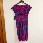 Jones New York Purple/Navy Blue Floral Print Stretch Midi Dress Size 12 NEW Photo 6