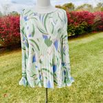 Nine West Mint Green Flutter Sleeve Pastel Pleated Plus Size Blouse Photo 1