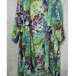 Ulla Popken one Size blue Floral Bright Flowy Oversized Kimono Cover Up Cardigan Photo 0