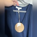 August Mist Cold Shoulder Navy Blue Surplice Bodysuit Photo 3