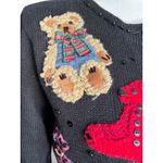 Vintage Susan Bristol Teddy Bear Applique Black Knit Cardigan Sweater Petite Size undefined Photo 7