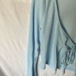 Princess Polly : Light Blue Barbarossa Ribbed Tie-Front Top- Bell Sleeve- 4 Photo 9