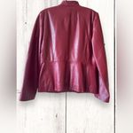 Kenneth Cole New York Women’s Red Leather Jacket Full Zip Lined Size Medium Vtg Photo 4