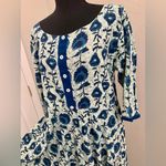 Handmade/Vintage XL long maxi blue green print floral modest dress Photo 3