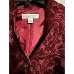 Coldwater Creek  Jacket Maroon Red Women Tapestry Button Up Long Sleeve SZ‎ M Photo 8