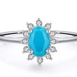 SIZE 9 925 Crown Natural Turquoise Cubic Zirconia Ring Silver Photo 0
