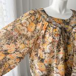 Free People We The Free Cool Meadow Midnight Combo Long Balloon Sleeves Boho Slouchy Top L Photo 1