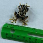 Frog Pin Brooch Gold Tone Metal Green Rhinestones Fashion Jewelry Photo 3