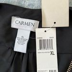 Carmen Marc Valvo Black Zip Neck Long Sleeve Blouse XL Photo 2