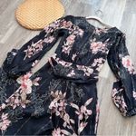 Anthropologie  harlyn black‎ floral long sleeve jumpsuit women’s size S Photo 7