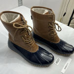 Jbu Womans Maplewood Midcalf Duck Boots 8.5 M Brown Blue Lace Up Photo 0