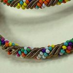 Beaded Bangle Bracelets Set of 2 Women Multicolor Seed Beads Photo 12
