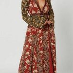 Free People  Tilda Wrap Maxi Dress Patchwork Floral Lace Red Black Size Small New Photo 7