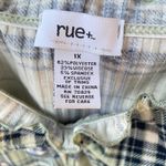 Rue+Green Plaid Ribbed Knit Sweetheart Neck Women Top 1X Romantic Y2K TRENDY Green Photo 2