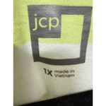 JCPenney Neon Yellow White Striped Short Sleeve Shirt Plus Size 1X Photo 3