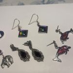 Lot Of 5 Dangle Costume Earrings Pierced Silver Tone Metal Photo 4
