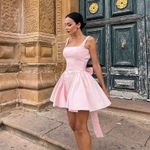 House Of CB  'Florianne' Soft Peach‎ Bow Mini Dress size L D-DD Tall Photo 11