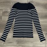 Elie Tahari  Long Sleeve Crew Neck Ribbed‎ Striped Sweater Black White Size Small Photo 5