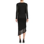 Calvin Klein  Women's Asymmetric Hem Ruched Midi Black Sheath Dress Photo 3