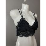 SO  Bralette Bra Womens Medium Black Lace Longline Wireless Strappy Crossback Top Photo 1