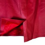 RZR 100% Genuine Leather Knee Length Skirt Womens 14 Red Slit Retro 90s Grunge Photo 3
