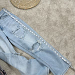 American Eagle Stretch Mom Straight Jeans Distressed Ripped Blue Size 6 Short Photo 10