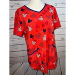 Disney  Mickey Mouse Scrub Shirt Top‎ Large Nursing Uniform Vet Dental USA Stars Photo 4