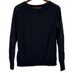 Athleta  Black Zip Shoulder Boat Neck Pullover Women Modal Blend Sweatshirt Small Photo 0