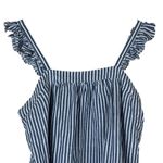 Old Navy Striped Tank Top Womens M Blue White Ruffle Linen Cotton Coastal Preppy Photo 2