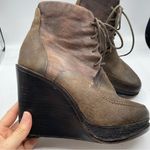 Rag and Bone Brown Leather Combat Wedge Ankle Boots Distressed Womens 9 Lace Up Photo 1