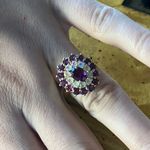 Natural Wine Garnet Ethiopian Opal Sterling Silver Ring Size 6.75 Gold Photo 3