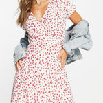 & Other Stories & Other Stories Los Angeles Atelier Red Floral Mini Wrap Dress US 6 Photo 0