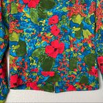 ZARA Basic Zip Up Long Sleeve Green/Blue/Red Floral Lined Jacket Size XS Photo 7