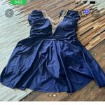 Elegant Navy Swim Dress with Lace Detail Blue Size 2X Photo 0