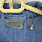 Athleta  Shirt Bootjack Chambray ButtonUp Denim Split Back Top Woman’s XS Blue Photo 4
