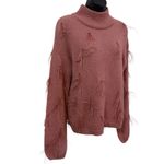 Rachel Parcell  Ostrich Feather Trimmed Mock Neck Sweater Size XS Pink Photo 7