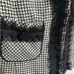 White House | Black Market WHBM Open Cardigan Blazer Sz 10 White Ruffle Accent Cropped Jacket Large Photo 3