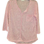 Kate & Sam Linen Blend Pocket V Neck‎ 3/4 Sleeve Shirt Pink Medium Photo 0