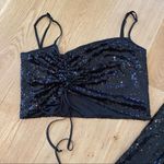 WAYF  x Emma Rose GNO Sequin Camisole Crop Top & Split Ankle Leggings in Black Photo 1