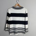 Brooks Brothers Silk Striped V-Neck Tennis Sweater Pullover Women's XS White Photo 2