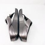 FitFlop Rumba Size 7 Pewter Silver Metallic Leather Beaded Fringe Sandal Wedge Photo 3