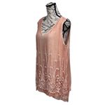 Soft Surroundings Silk Tunic PM Pink Embroidered Boho Lagenlook Fairy Coastal Photo 2