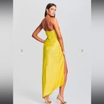 SE.ROYA x Retrofette Satin Strapless Maxi Dress Asymmetric Hem Slit Medium Sexy Gold Photo 5