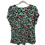 Dear Scarlett Boutique Green Hot Pink Animal Print VNeck Blouse Size Medium Photo 3