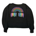 SheIn Curve Rainbow Feathers Design Sweatshirt Size 4XL Black Long Sleeve Photo 1